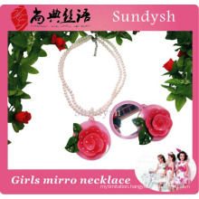 Fancy Young Girls Jewellery Beautiful Rose Flower Mirror Necklace
